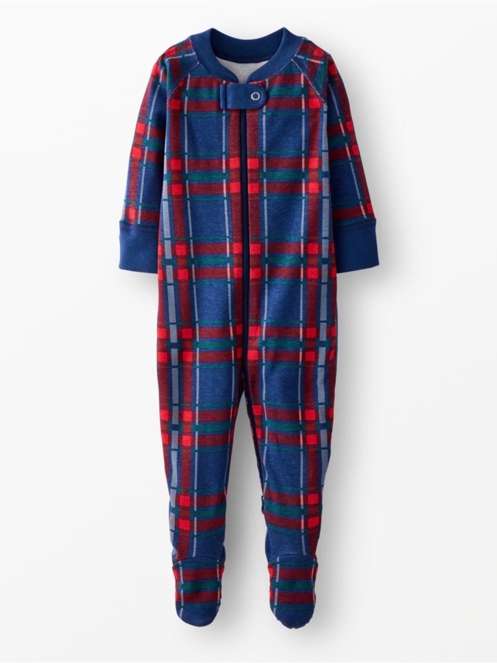 Hanna Andersson Navy and Red Plaid Footed Fleece Sleeper